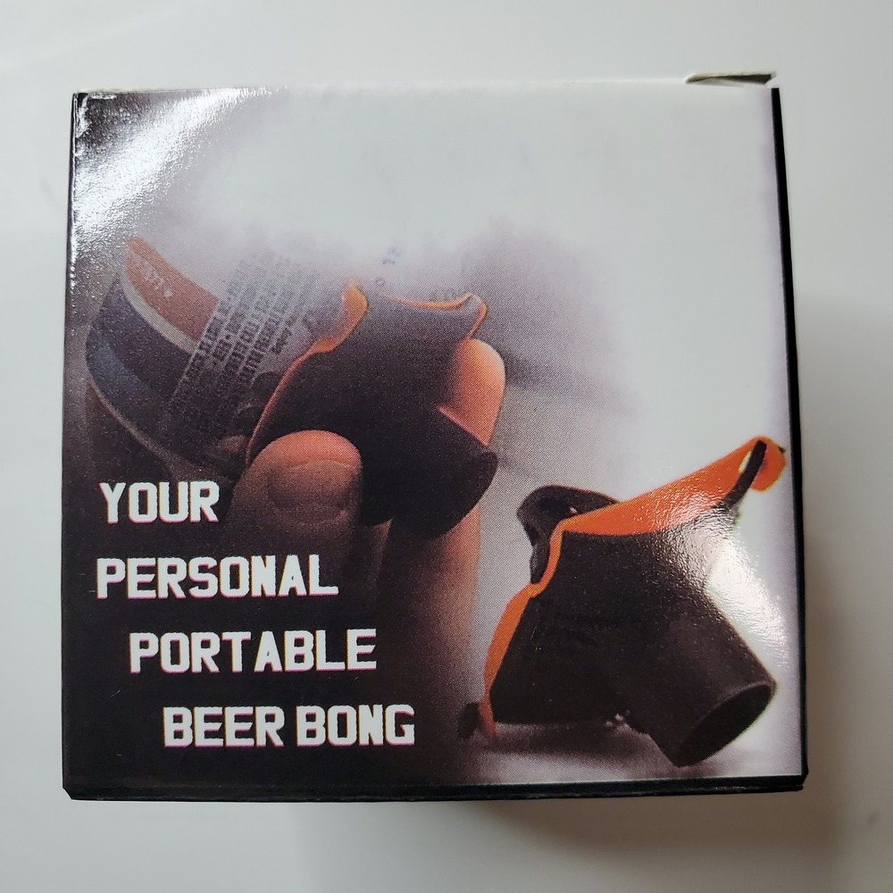 Wild Man Drinking Company Portable Beer Bong Can Chugger Tool/Chain Orange Black